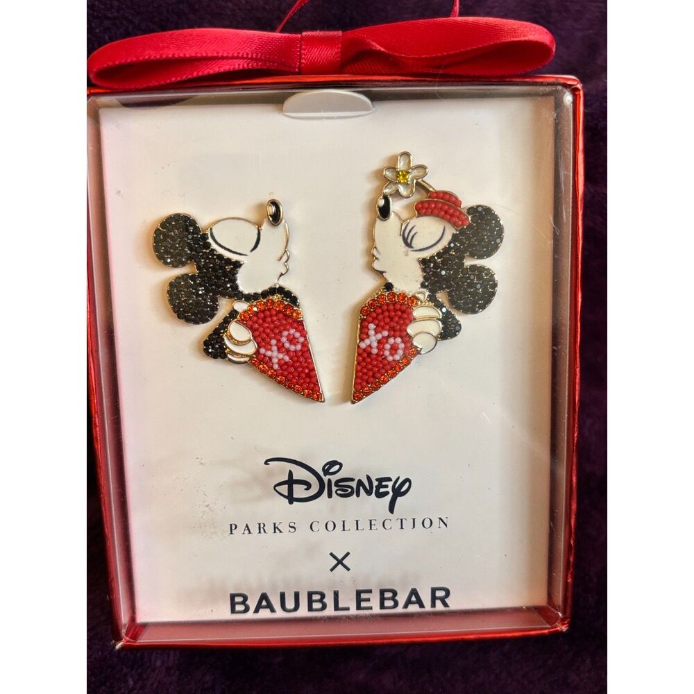 Disney Parks Collection x BaubleBar Mickey and Minnie Mouse Heart XOXO Earrings